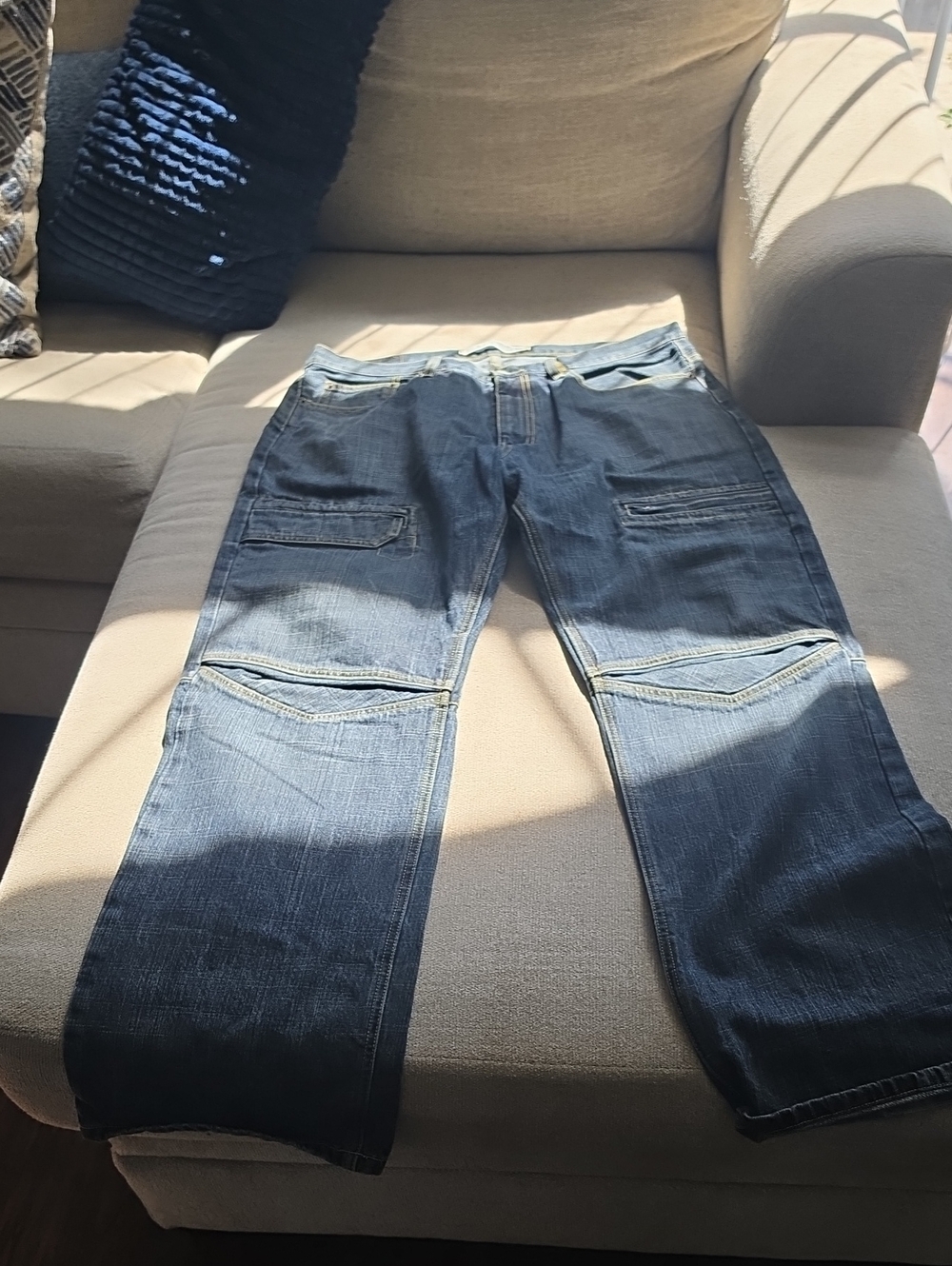 Express Men's Dark Blue Relaxed Cargo Jeans Size 38 Super Nice